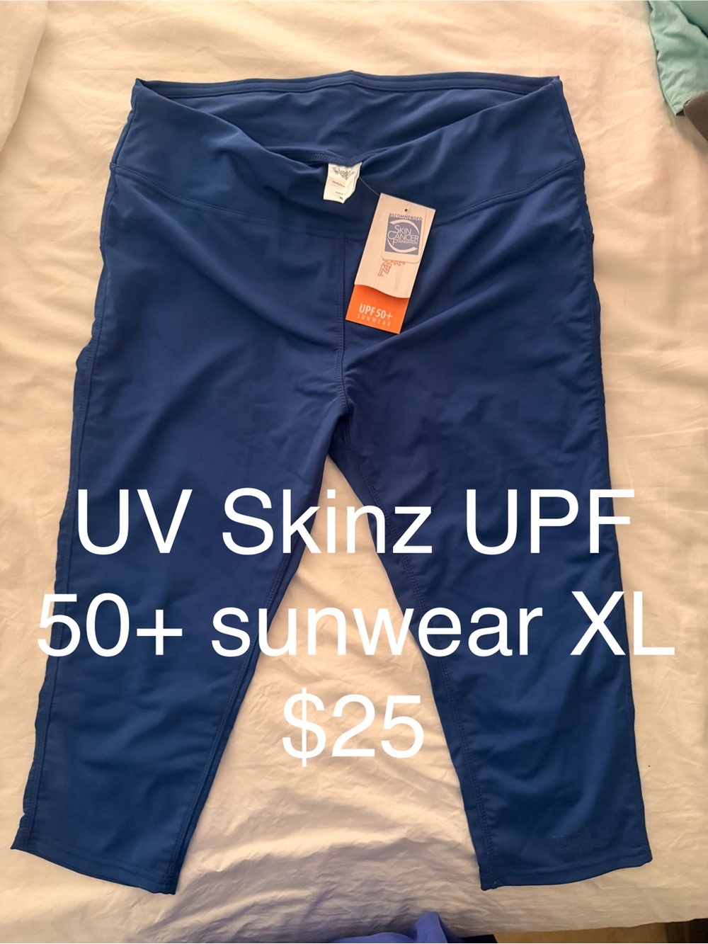 UV Skinz Women's UPF 50+ Swim Crop Leggings - Navy Blue, XL